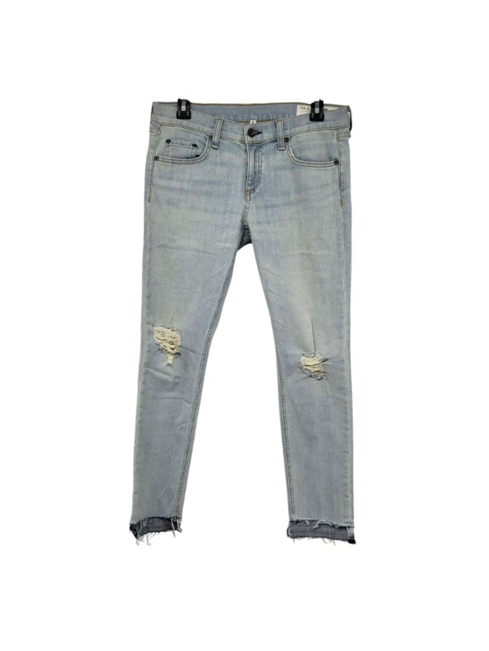Rag & Bone Dre Capri Jeans 26 Norton Light Wash Blue Raw Cut Step Hem - Picture 2 of 14
